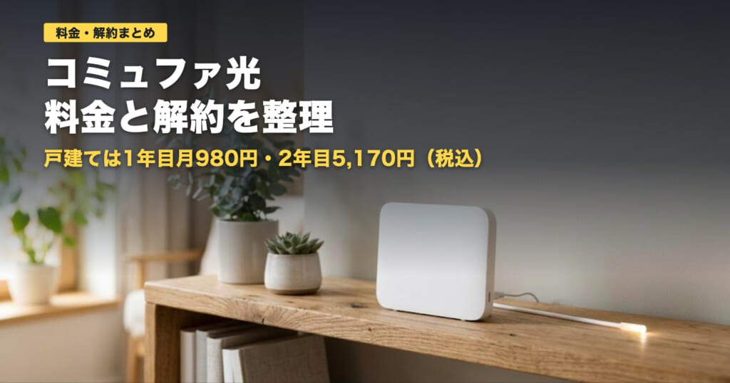 コミュファ光の料金と解約｜戸建て1年目980円・2年目5,170円【2026年】