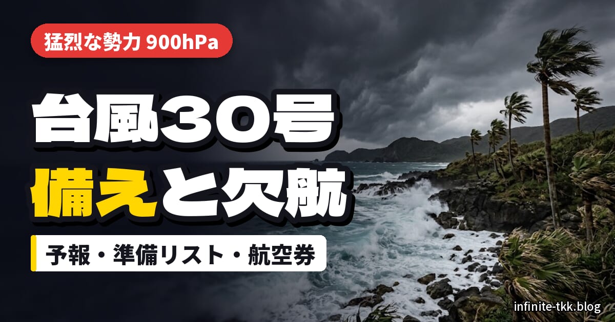 台風30号は沖縄・先島にいつ近づく？今からできる備えと飛行機が欠航したときの対策